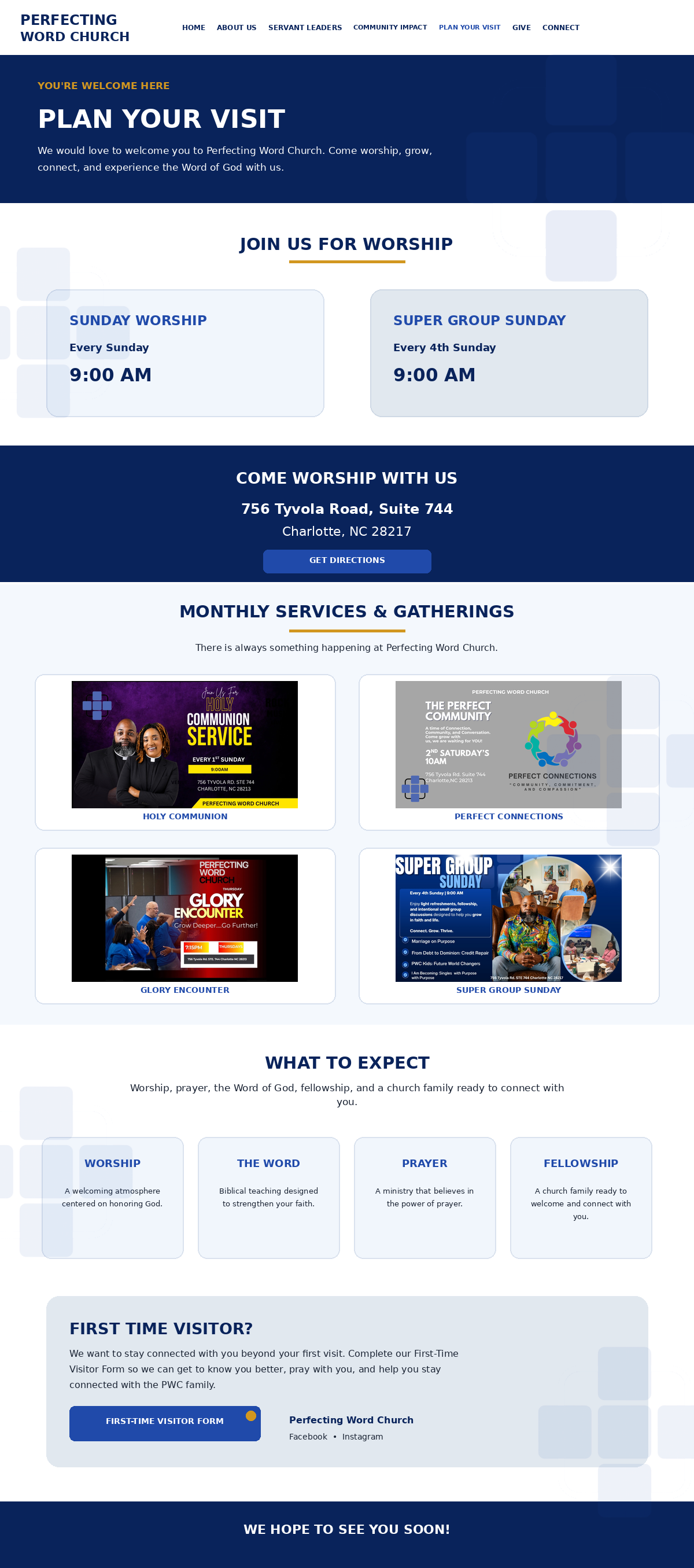 Plan Your Visit page